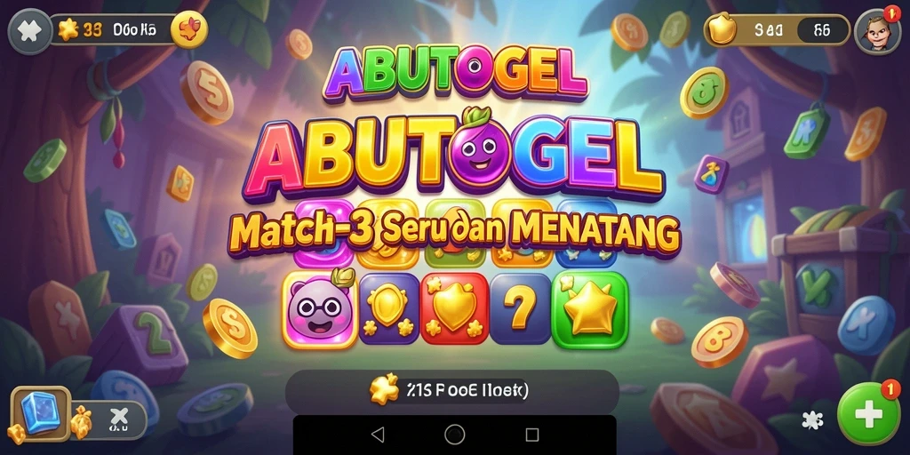 Tampilan gameplay seru dalam ABUTOGEL dengan banyak kombinasi Match-3.