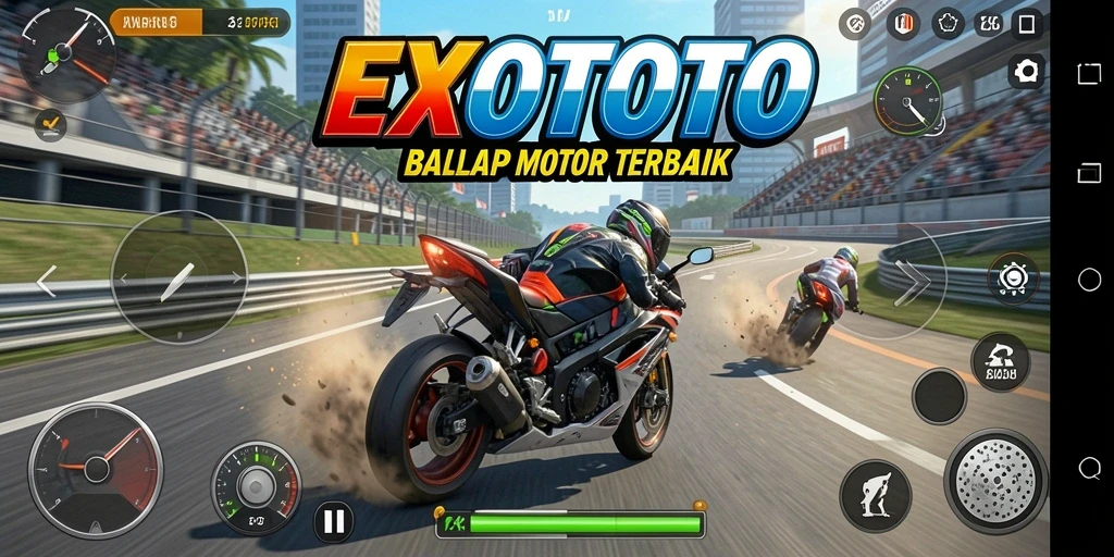 Gameplay balap motor yang mendebarkan di EXOTOTO.