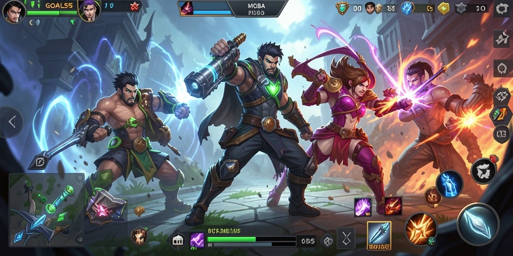 Tampilan seru dari pertandingan di GOAL55 dengan aksi MOBA yang menegangkan.