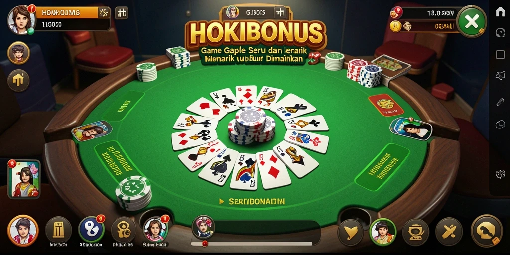 Tampilan gameplay seru HOKIBONUS dalam permainan Gaple.