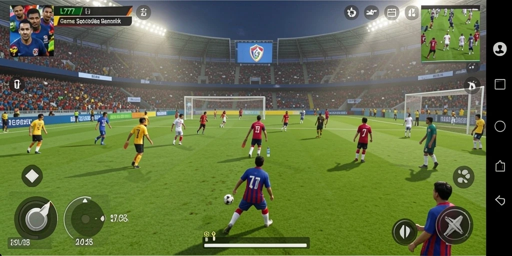 Screenshot L777 menunjukkan intensitas pertandingan sepak bola yang menegangkan.