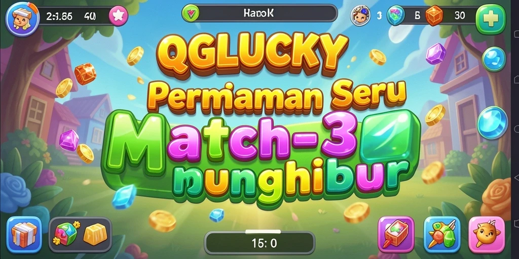 Screenshot utama QGLUCKY menunjukkan momen seru dalam permainan Match-3.